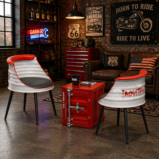 Galvanized Iron Oil Drum Table Set for Outdoor Bar Cafe