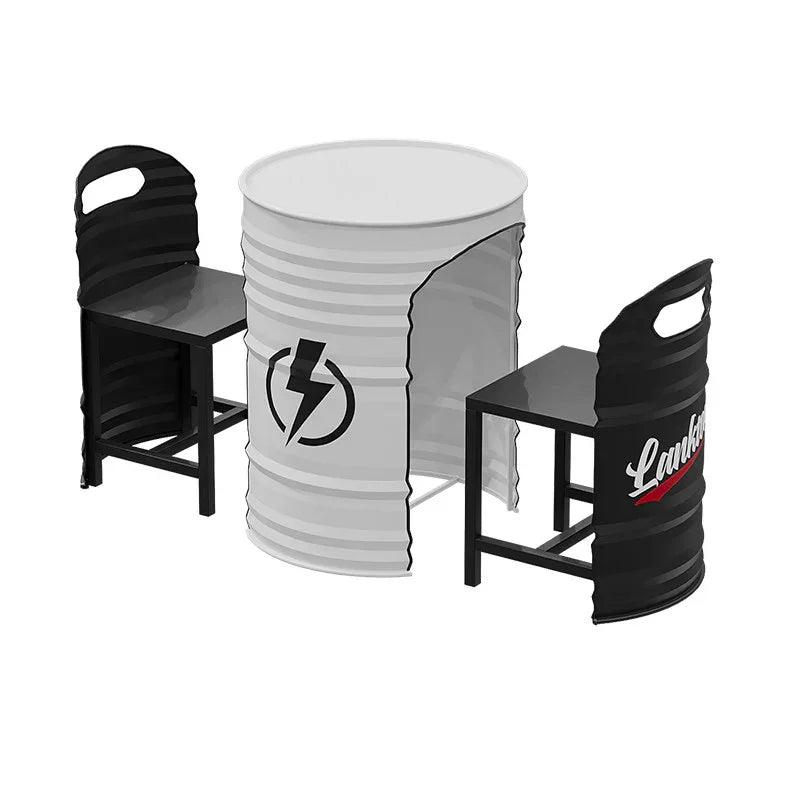 Custom Industrial Oil Drum Table and Stools Set for Bar Cafe Brewery