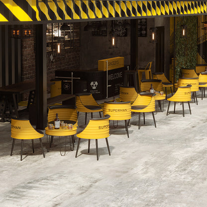 Custom Industrial Oil Drum Table and Chair Set for Bar Cafe