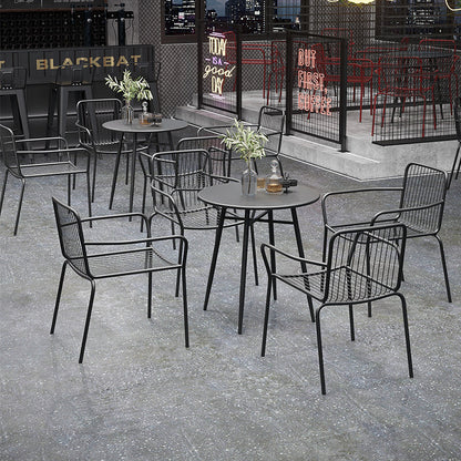 Industrial Iron Table and Chair Set for Cafe Bistro Restaurant