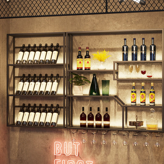 Industrial LED Wall Wine Rack for Bar Restaurant Lounge