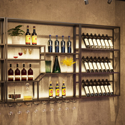 Industrial LED Wall Wine Rack for Bar Restaurant Lounge