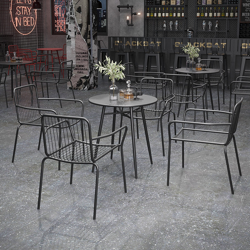 Industrial Iron Table and Chair Set for Cafe Bistro Restaurant