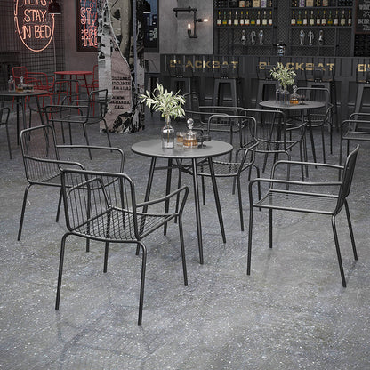 Industrial Iron Table and Chair Set for Cafe Bistro Restaurant