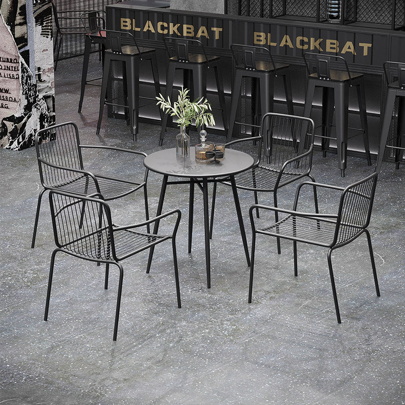 Industrial Iron Table and Chair Set for Cafe Bistro Restaurant