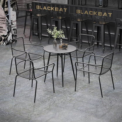 Industrial Iron Table and Chair Set for Cafe Bistro Restaurant