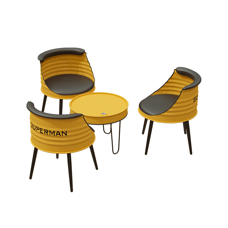 Custom Industrial Oil Drum Table and Chair Set for Bar Cafe