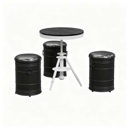 Custom Oil Drum Bar Table Set with Storage for Bar Cafe Brewery