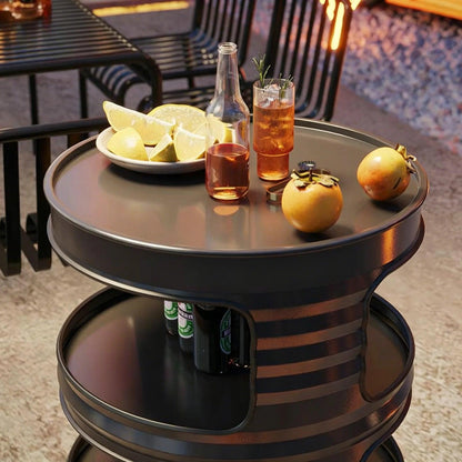 Custom Industrial Oil Drum Side Table for Bar Cafe Lounge