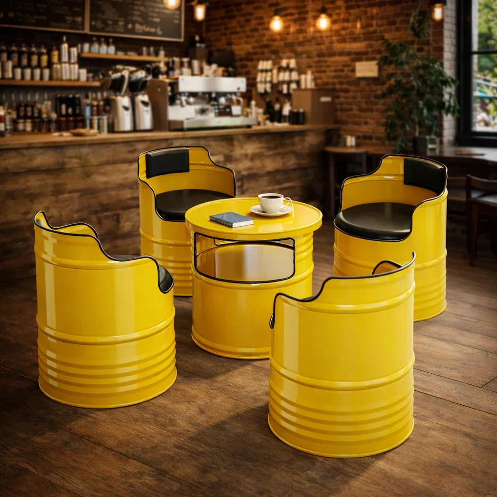 Custom Industrial Oil Drum Bar Table Set for Bar Cafe Brewery