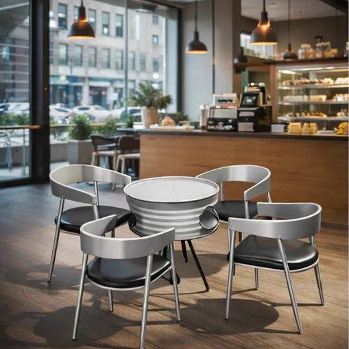 Industrial Metal Cafe Table and Chairs Set for Restaurant Bistro