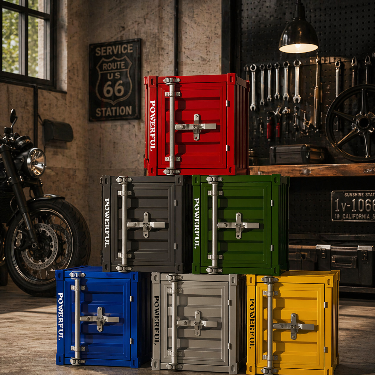 Vintage Industrial Container Cabinet for Retail Display