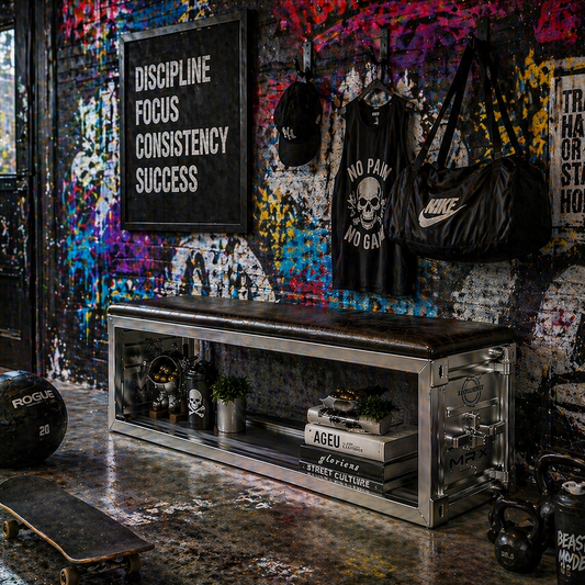 Custom Industrial Container Shoe Bench for Commercial Entryway