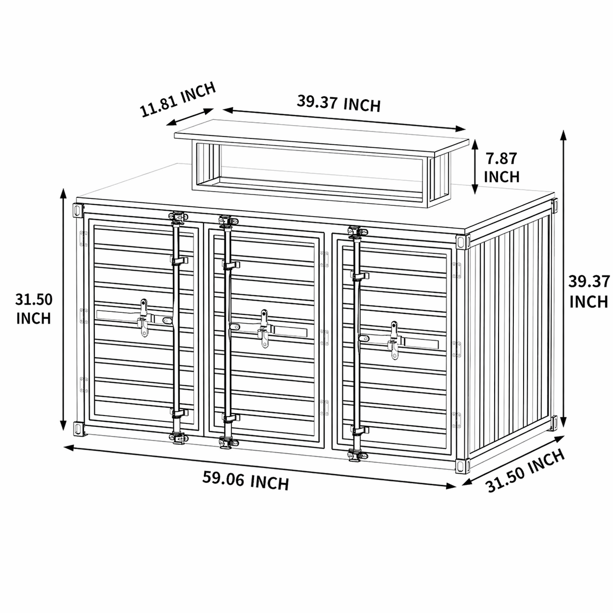 Custom Industrial Container Bar Island Counter for Cafe Restaurant
