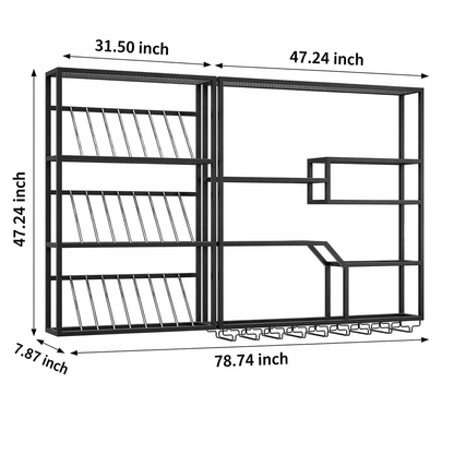 Industrial LED Wall Wine Rack for Bar Restaurant Lounge