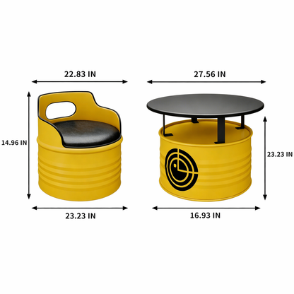 Custom Industrial Oil Drum Table and Chair Set for Bar Cafe