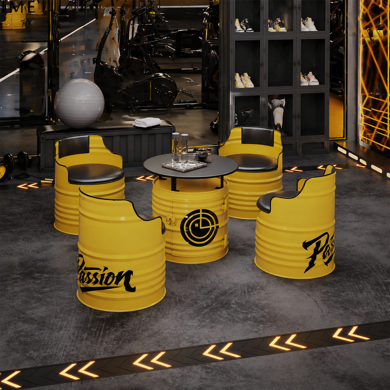 Custom Industrial Oil Drum Table and Chair Set for Bar Cafe
