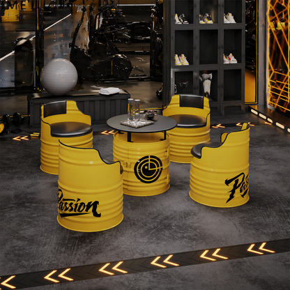 Custom Industrial Oil Drum Table and Chair Set for Bar Cafe