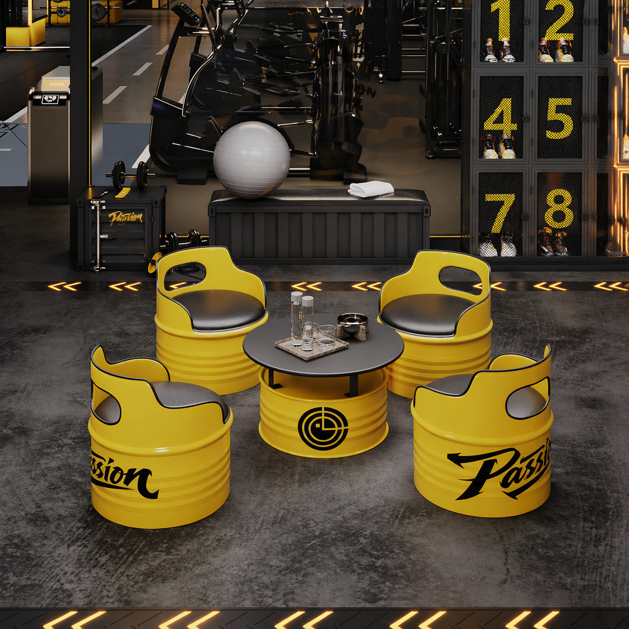Custom Industrial Oil Drum Table and Chair Set for Bar Cafe