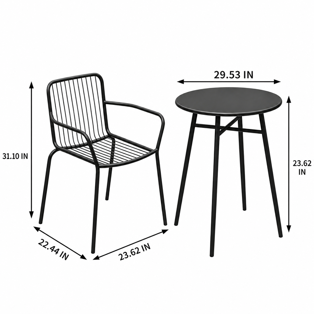 Industrial Iron Table and Chair Set for Cafe Bistro Restaurant