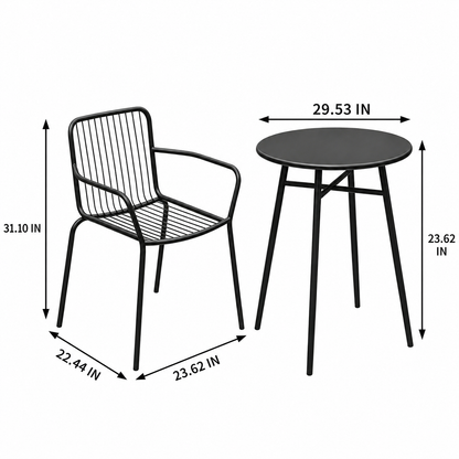 Industrial Iron Table and Chair Set for Cafe Bistro Restaurant