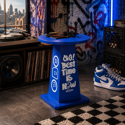 Blue Cone Metal Side Table – Streetwear Accent Table for Modern Rooms