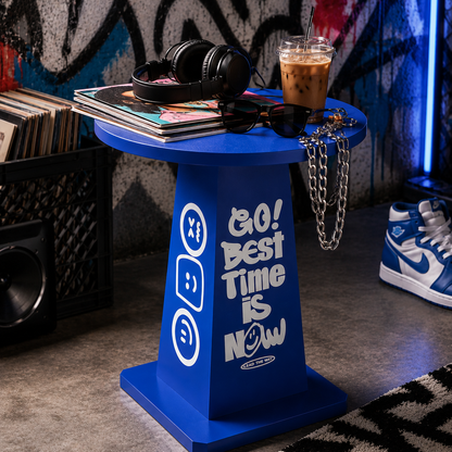 Blue Cone Metal Side Table – Streetwear Accent Table for Modern Rooms