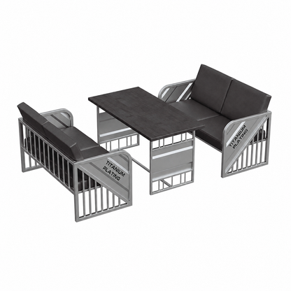 Custom Industrial Iron Sofa Set with Table for Cafe Lounge