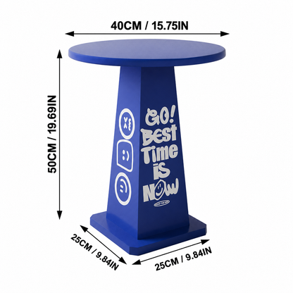 Blue Cone Metal Side Table – Streetwear Accent Table for Modern Rooms