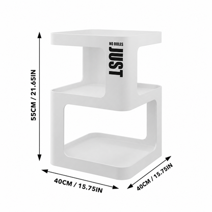 Black Metal Side Table with Storage – Modern 3-Tier Industrial Nightstand for Bedroom, Living Room & Home Office