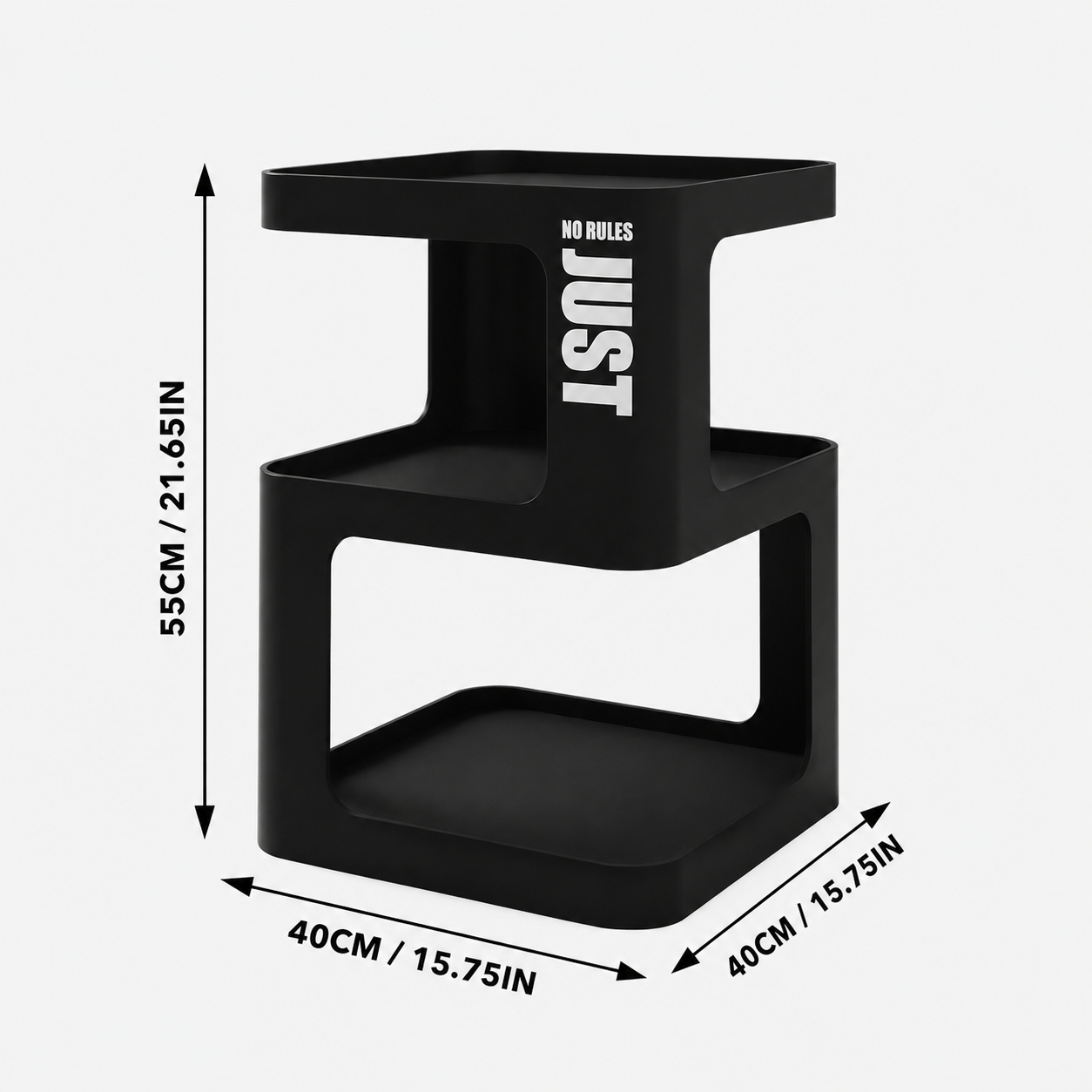 Black Metal Side Table with Storage – Modern 3-Tier Industrial Nightstand for Bedroom, Living Room & Home Office