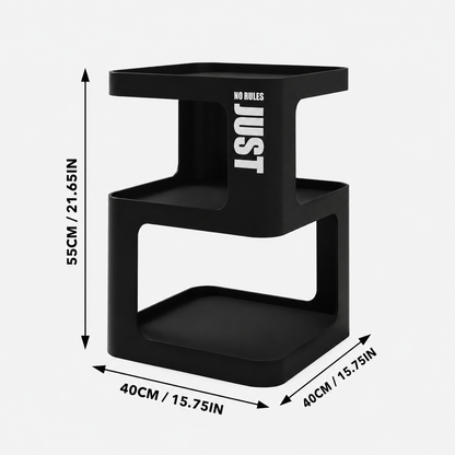Black Metal Side Table with Storage – Modern 3-Tier Industrial Nightstand for Bedroom, Living Room & Home Office