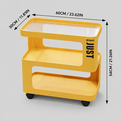 White Metal Rolling Side Table – 3-Tier Storage Cart for Bedroom, Living Room & Home Office