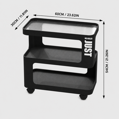 White Metal Rolling Side Table – 3-Tier Storage Cart for Bedroom, Living Room & Home Office