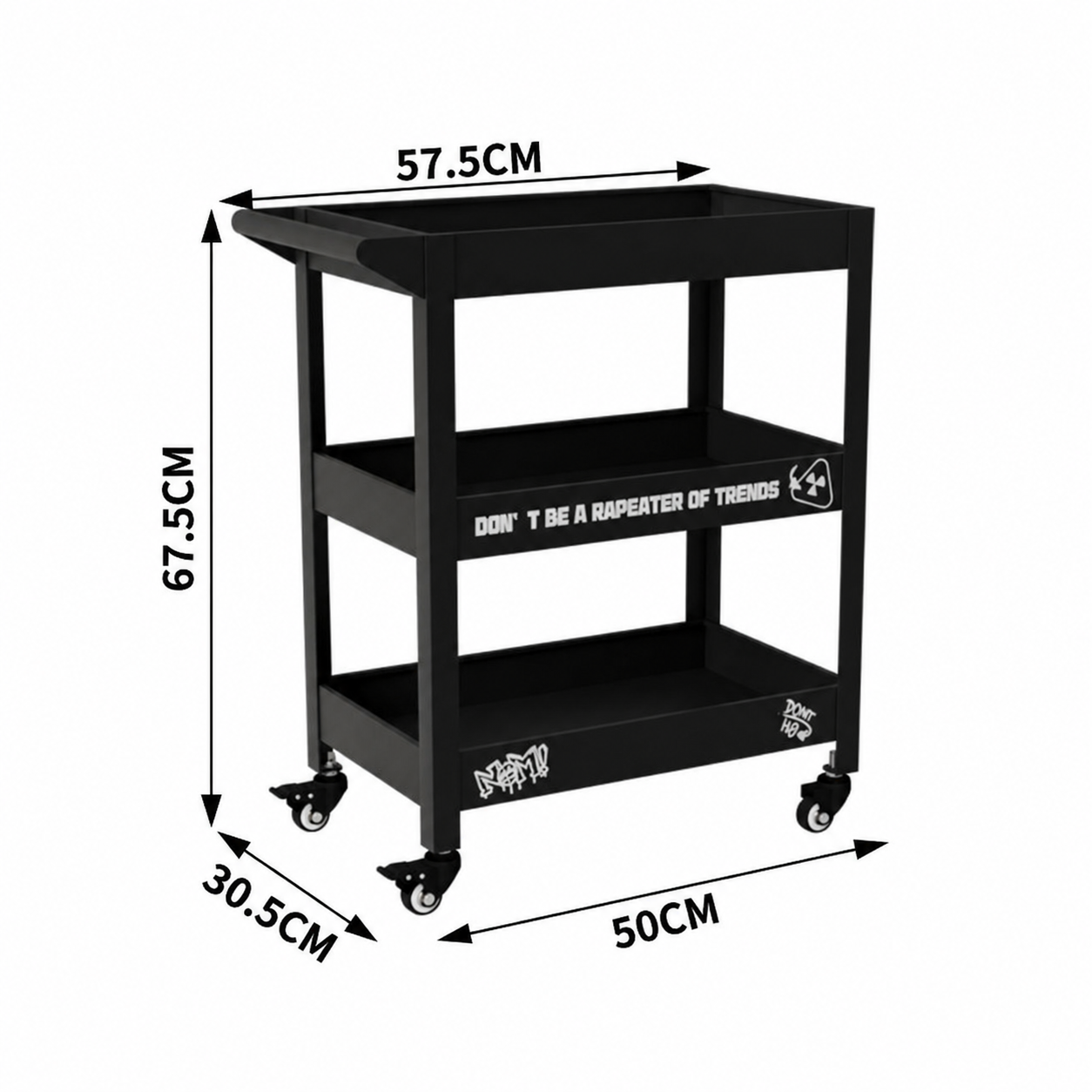 Red Metal Rolling Bar Cart – 3-Tier Industrial Storage Cart for Coffee Bar, Living Room & Home Office