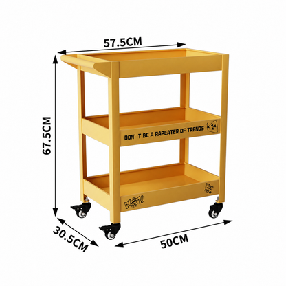 Red Metal Rolling Bar Cart – 3-Tier Industrial Storage Cart for Coffee Bar, Living Room & Home Office