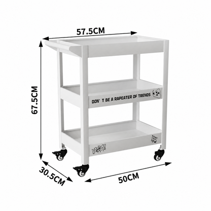 Red Metal Rolling Bar Cart – 3-Tier Industrial Storage Cart for Coffee Bar, Living Room & Home Office