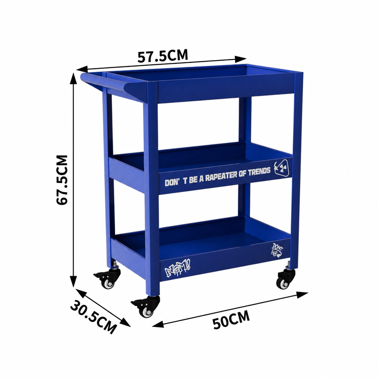 Red Metal Rolling Bar Cart – 3-Tier Industrial Storage Cart for Coffee Bar, Living Room & Home Office