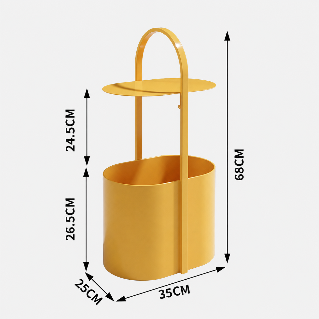 Yellow Metal Side Table with Storage – Modern Art Accent Table for Living Room, Bedroom & Entryway