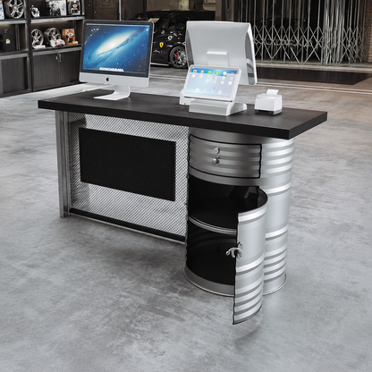 Custom Industrial Oil Drum Reception Desk for Retail Store