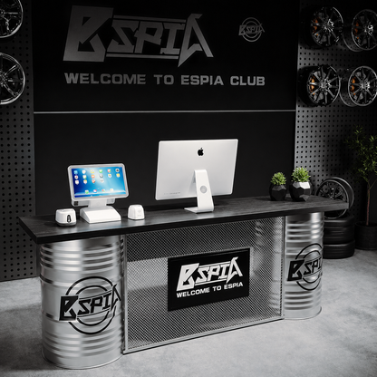 Custom Industrial Oil Drum Reception Desk for Retail Store