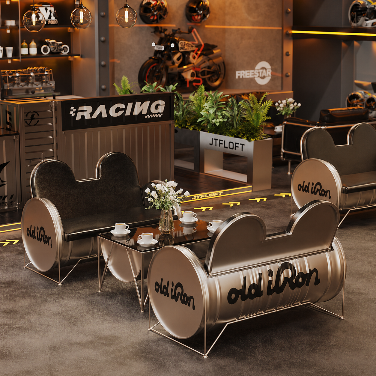 Custom Industrial Barrel Lounge Sofa for Bar Cafe Lounge