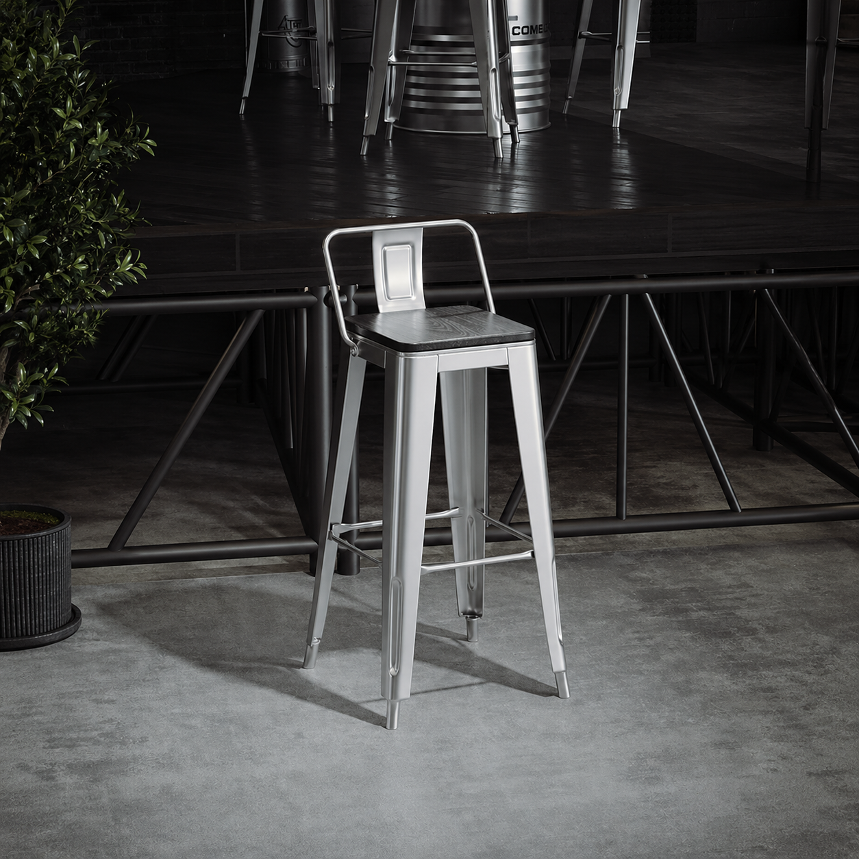 Complete Industrial Oil Drum Table Set with Stools for Bar Cafe