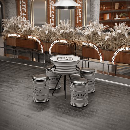 Wholesale OEM Oil Drum Table Set for B2B Bar Cafe Projects