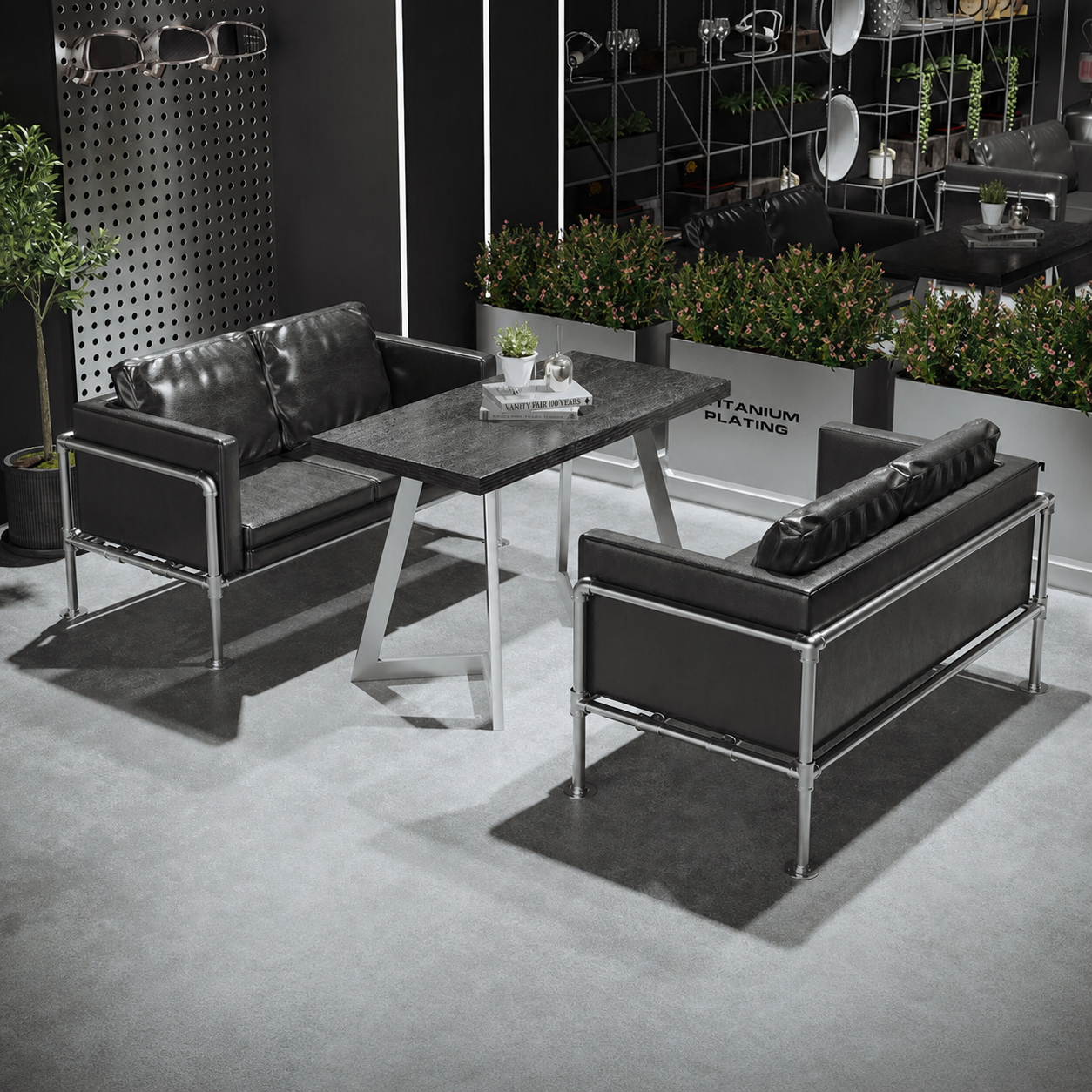 Commercial iron lounge seating for cafe bar pub hotel lobby barbershop retail waiting area and custom hospitality furniture project