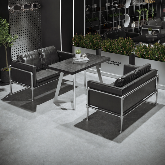 Commercial iron lounge seating for cafe bar pub hotel lobby barbershop retail waiting area and custom hospitality furniture project