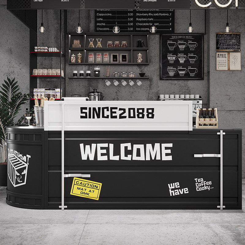 Custom industrial container bar counter and reception desk with corrugated iron design for bar retail store cafe showroom and commercial front counter