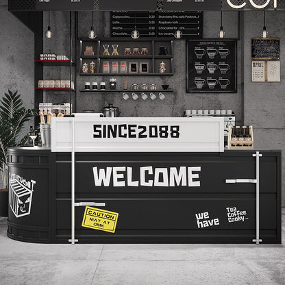 Custom industrial container bar counter and reception desk with corrugated iron design for bar retail store cafe showroom and commercial front counter