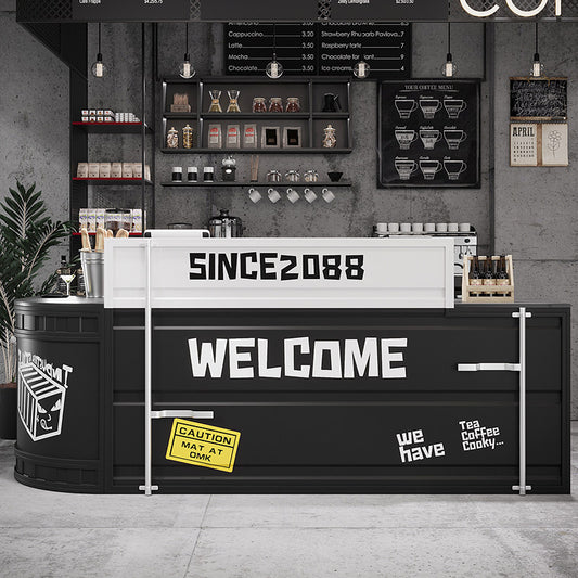 Custom industrial container bar counter and reception desk with corrugated iron design for bar retail store cafe showroom and commercial front counter
