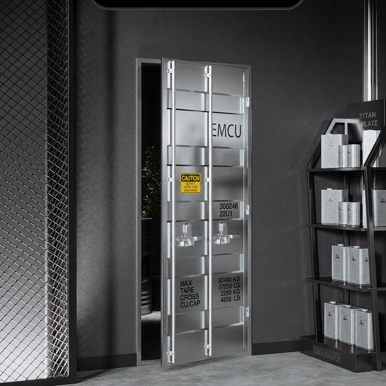 Custom industrial container hidden door and secret shipping container door for speakeasy bar private room office and commercial interior
